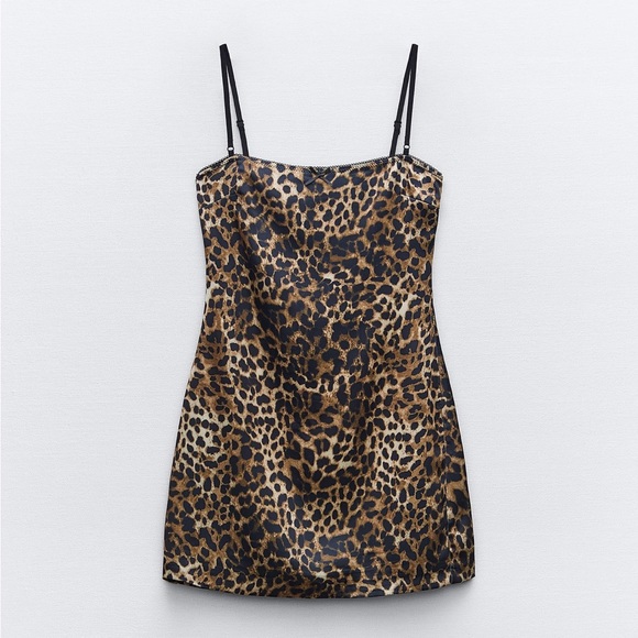 NWT Zara leopard cheetah combination mini dress - Picture 3 of 10